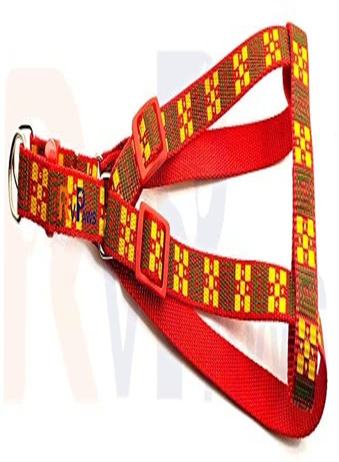 Pups&Pets طقم سرج ومقود قابل للتعديل من النايلون الناعم المطبوع من Pups&Pets، مناسب للجراء والقطط والقطط الصغيرة - (15 مم، أحمر) صغير - Image 4